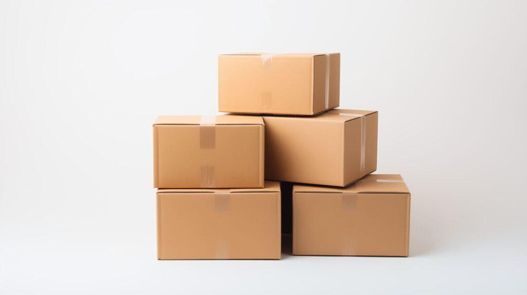 Stapel sauber angeordneter Kartonboxen, die die Notwendigkeit sicherer Paketkästen zur effizienten Verwaltung und Schutz mehrerer Lieferungen demonstrieren.